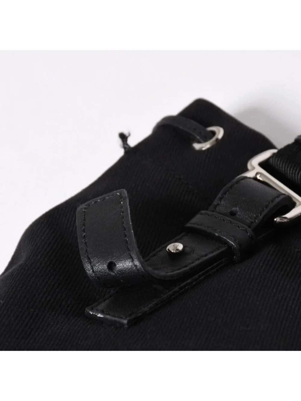 Saint Laurent Kahala Handbag Canvas Leather Black Logo Embroidery